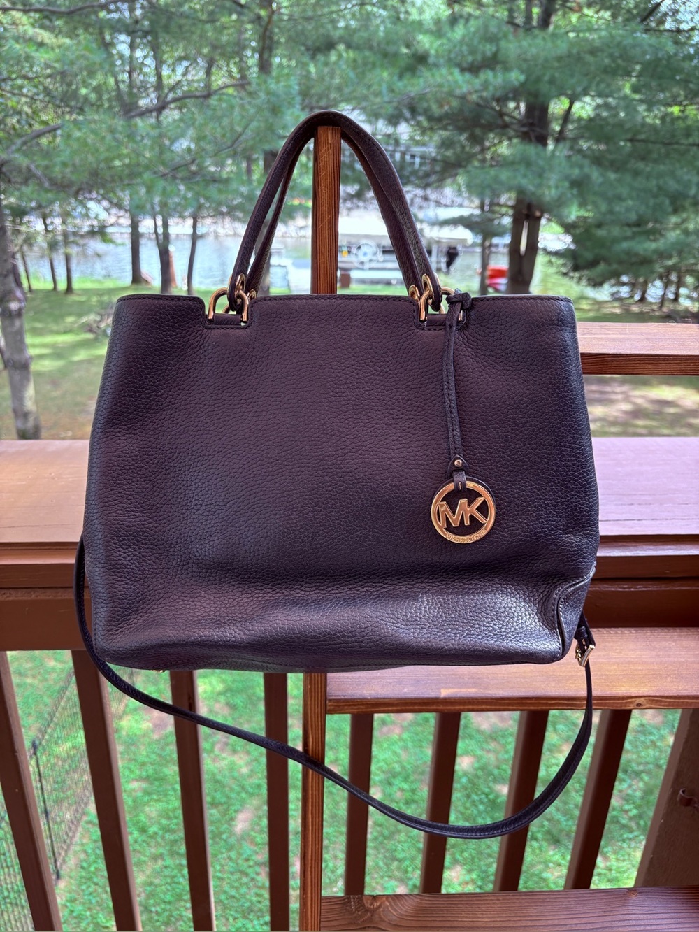 Michael Kors Navy Pebbled Leather Satchel - BEAUTIFUL Bag!